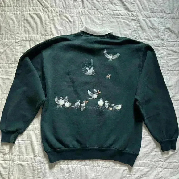 Vintage collared graphic sweatshirt autumn fall theme women’s size large grandma - Picture 5 of 8